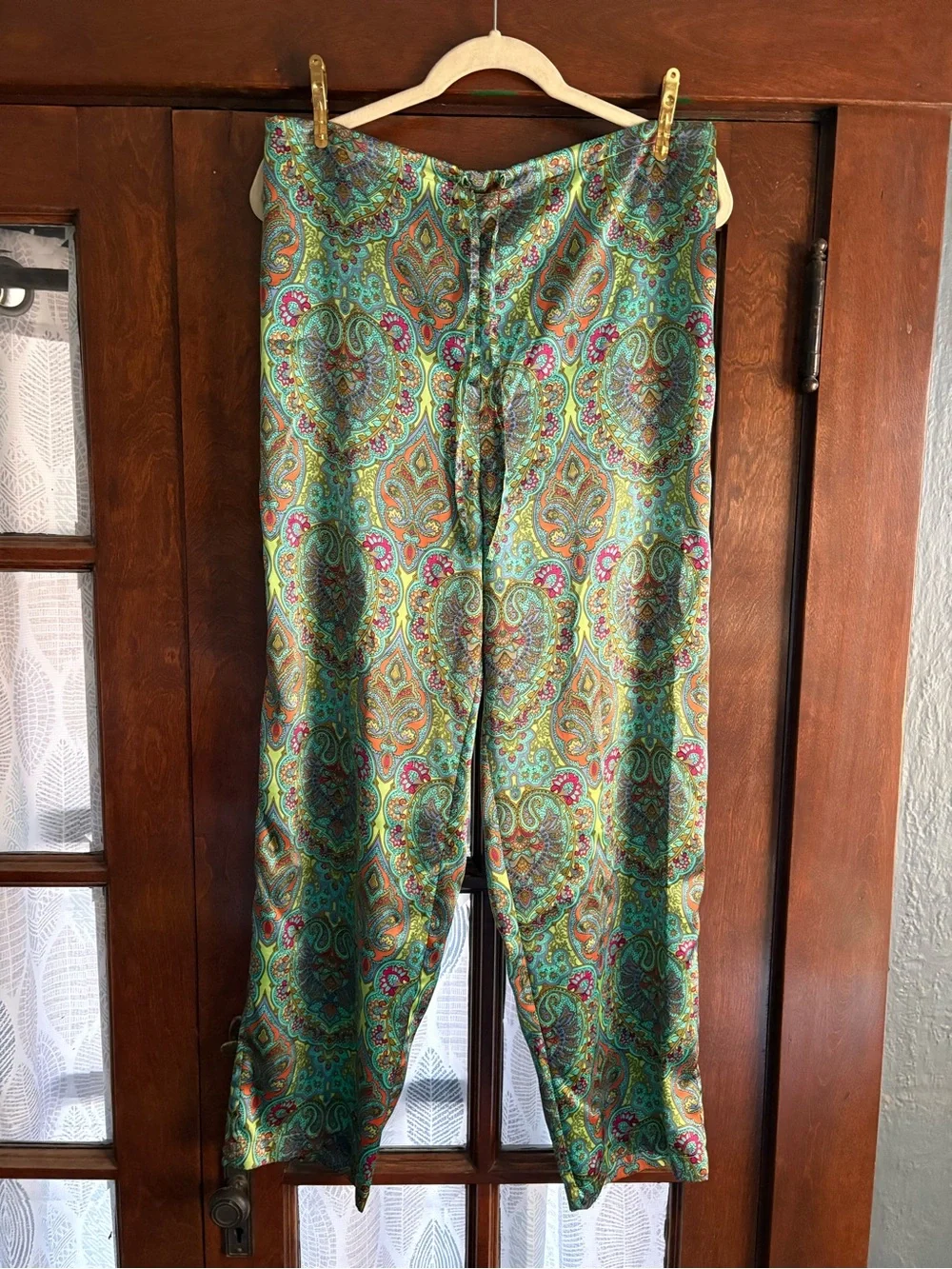 VTG 90s/Y2K Victoria's Secret Teal and Green Paisley Satin Pajama Set Medium